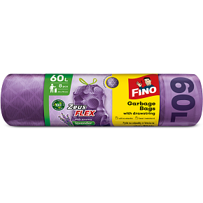 Fino pytle do koše Zeus Flex Lavender zatahovací, 35 µ, 63 × 70 cm, 60 l, 8 ks Fino pytle do koše Zeus Flex Lavender zatahovací, 35 µ, 63 × 70 cm, 60 l, 8 ks