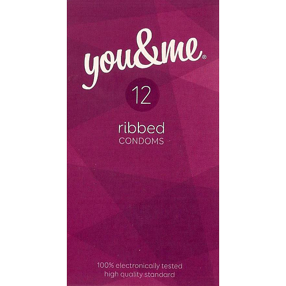 You & Me Ribbed vroubkovaný lubrikovaný kondom 12 kusů