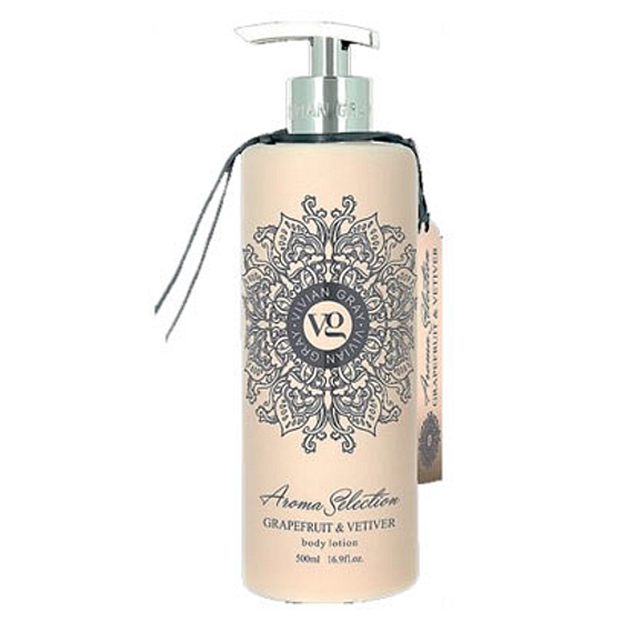 Vivian Gray Aroma Selection Grapefruit & Vetiver luxusní krémové tělové mléko s dávkovačem 500 ml
