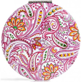 Diva & Nice Zrcátko dvojité klasické a zvětšovací kulaté - mandala růžovobílá 7 cm