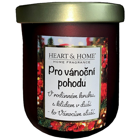 Heart & Home Hřejivé Vánoce sójová vonná svíčka s nápisem Pro vánoční pohodu 110 g