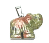 Unakit Slon přívěsek přírodní kámen, ručně broušená figurka 1,8 x 2,5 x 8 mm, kámen osobního růstu a vizí