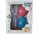 Bohemia Gifts Mořská víla šumivá koule do koupele 2 x 50 g + bublifuk 30 ml, kosmetická sada pro děti