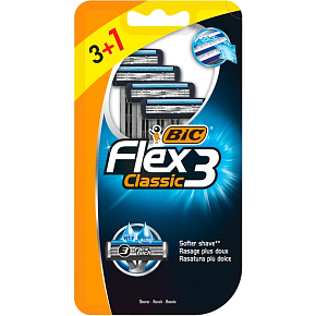 BIC Pánský jednorázový holící strojek Flex3 Classic, 3+1ks BIC Pánský jednorázový holící strojek Flex3 Classic, 3+1ks