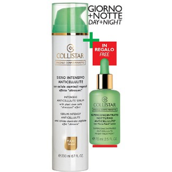 Collistar Intensive Anticellulite Serum (Siero Intensivo Anticellulite) intenzivní sérum proti celulitidě 200 ml + Superconcentrated Night Treatment noční anticelulitidový přípravek 75 ml, kosmetická sada