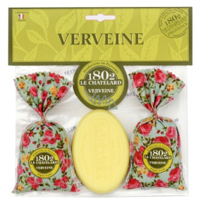 Le Chatelard Verbena a Citron látkový pytlíček plněný vonnou směsí 2 x 18 g + Marselle toaletní mýdlo oválné 100 g, kosmetická sada