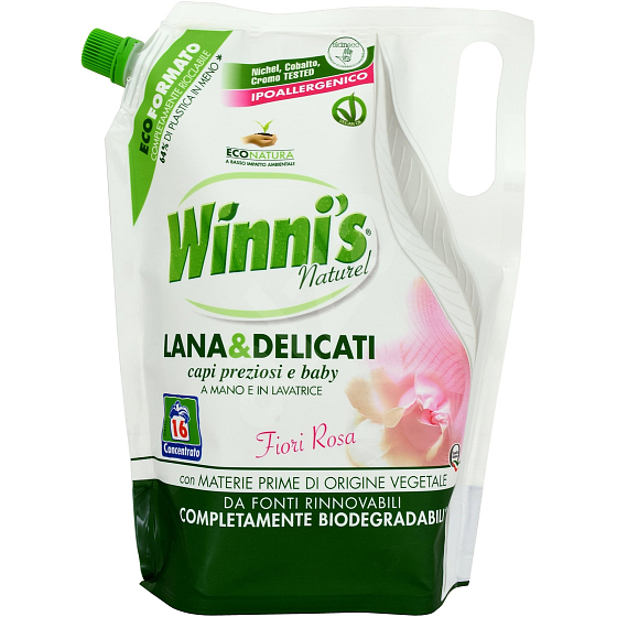 Winnis Eko Lana & Delicati Růže hypoalergenní prací gel na vlnu, hedvábí a jemné prádlo 16 dávek 800 ml