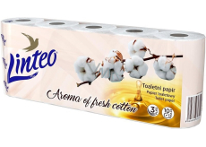 Linteo Premium Cotton Fresh toaletní papír se svěží vůní bavlny bílý 130 útržků 3 vrstvý 15 m 10 kusů