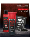 Dermacol Men Agent Eternal Victory 3v1 sprchový gel 250 ml + deodorant sprej 150 ml + slupovací pleťová maska 2 x 7,5 ml, kosmetická sada pro muže