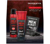 Dermacol Men Agent Eternal Victory 3v1 sprchový gel 250 ml + deodorant sprej 150 ml + slupovací pleťová maska 2 x 7,5 ml, kosmetická sada pro muže
