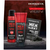 Dermacol Men Agent Eternal Victory 3v1 sprchový gel 250 ml + deodorant sprej 150 ml + slupovací pleťová maska 2 x 7,5 ml, kosmetická sada pro muže