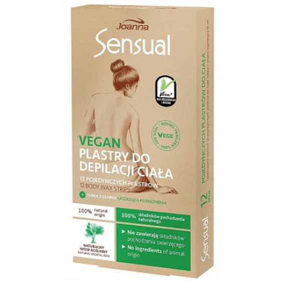 Joanna Sensual Vegan depilační pásky na tělo 12 kusů