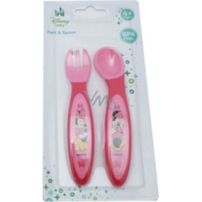 Disney Baby Minnie Mouse příbor růžovočervený pro děti 4+ měsíců