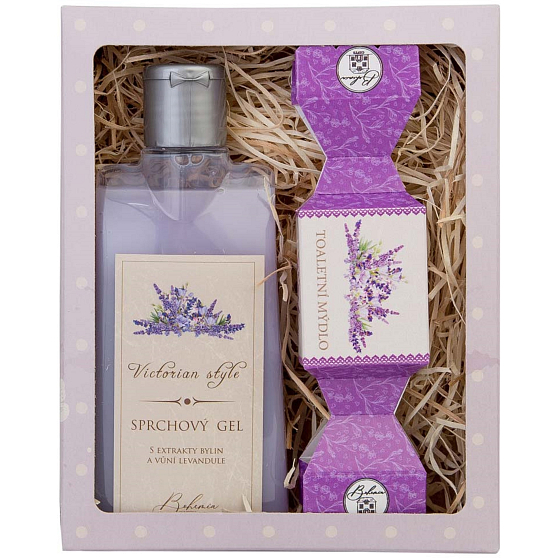 Bohemia Gifts Victorian Style Levandule sprchový gel 200 ml + ručně vyráběné toaletní mýdlo 30 g, kosmetická sada pro ženy