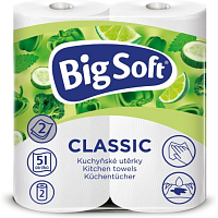 Big Soft Classic 2vrstvé kuchyňské papírové utěrky, 2× 51 útržků, 2 role
