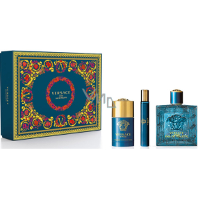 Versace Eros pour Homme toaletní voda 100 ml + deodorant stick 75 ml + toaletní voda 10 ml, dárková sada pro muže