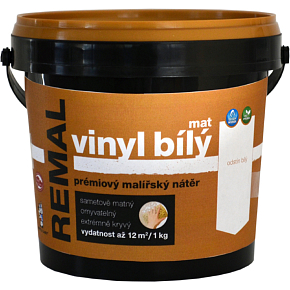 REMAL Vinyl bílý mat omyvatelná barva na zeď 1 kg
