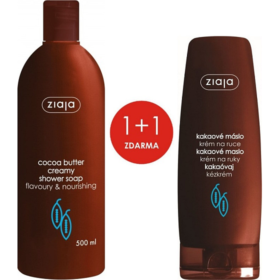 Ziaja Kakaové máslo krémové sprchové mýdlo 500 ml + krém na ruce 80 ml, duopack
