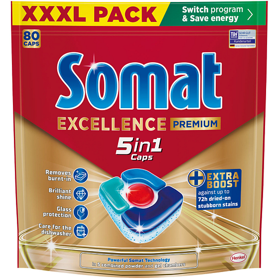 Somat Excellence 5v1 tablety do myčky, 80 ks