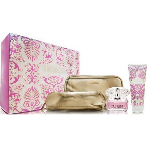 Versace Bright Crystal toaletní voda 90 ml + tělové mléko 100 ml + dárková taštička, dárková sada pro ženy