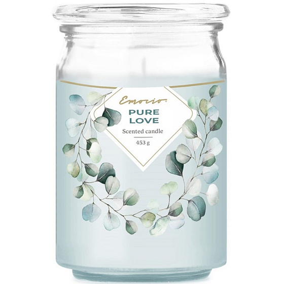 Emocio Pure Love - Čistá láska vonná svíčka sklo se skleněným víčkem 453 g 93 x 142 mm