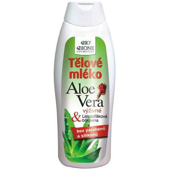 Bione Cosmetics Aloe Vera s lískooříškovou bílkovinou tělové mléko pro všechny typy pokožky 500 ml
