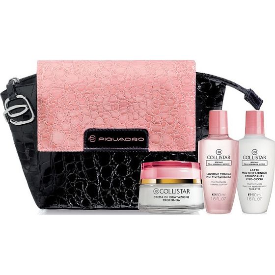 Collistar Special Normal and Dry Skins hloubkový hydratační krém 50 ml + multivitamínové tonikum 50 ml + multivitamínové čisticí mléko 50 ml + taška, kosmetická sada