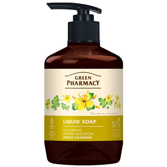 Green Pharmacy Celadine Vlaštovičník a lípa hydratační a zklidňující tekuté mýdlo 460 ml
