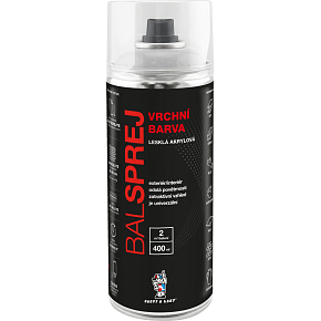 BALSPREJ vrchní univerzální akrylová barva ve spreji, RAL 9010 bílá lesk, 400 ml