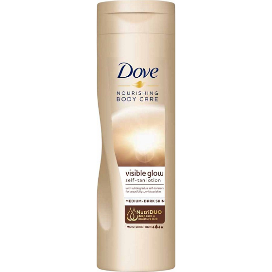 Dove Nourishing Visible Glow Self-Tan Lotion samoopalovací tělové mléko Medium-Dark Skin 250 ml