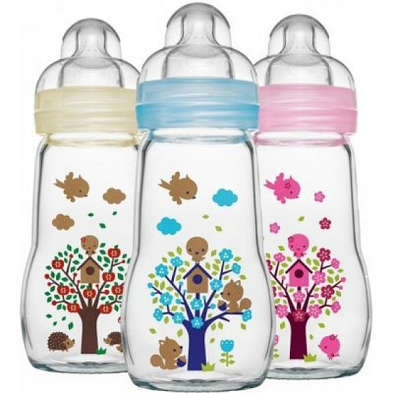Mam Feel Good láhev skleněná na krmení 2+ měsíců 260 ml různé druhy