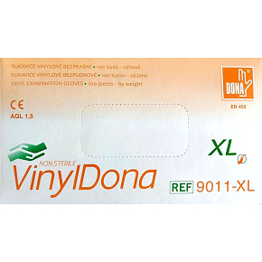 Vulkan DonaVinyl Rukavice jednorázové vinylové bezprašné, velikost XL, 100 kusů