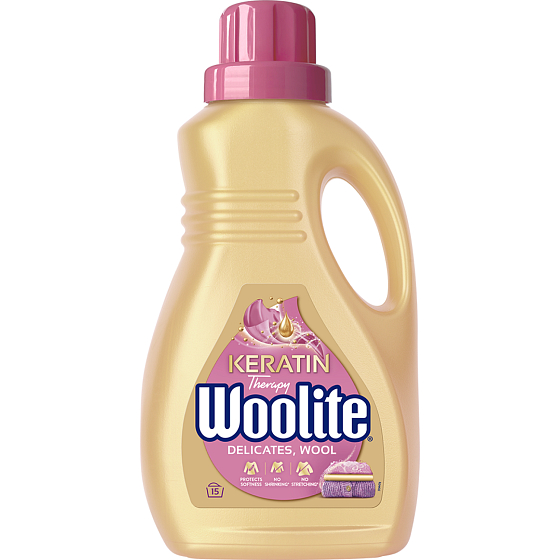Woolite Keratin Therapy prací gel na jemné a vlněné prádlo 15 dávek, 0,9L