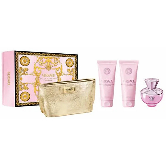 Versace Dylan Pink Blush parfémovaná voda 100 ml + tělové mléko 100 ml + sprchový gel 100 ml + taštička, dárková sada pro ženy