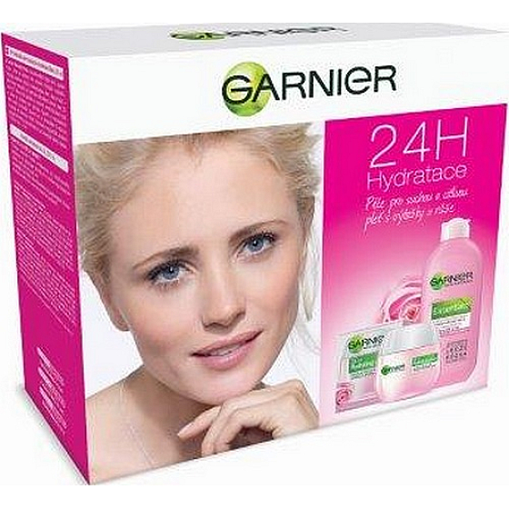 Garnier Essentials Rose hydratační denní krém pro suchou a citlivou pleť 50 ml + odličovací mléko pro suchou pleť 200 ml, kosmetická sada