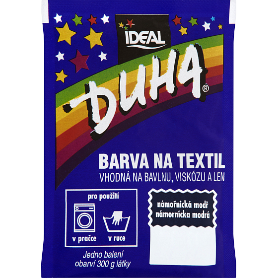 Ideal Duha námořní modř, barva na textil na bavlnu, viskozu a len, na 300 g látky, 15 g