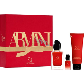 Giorgio Armani Sí Passione parfémovaná voda pro ženy 50 ml + tělové mléko 75 ml + parfémovaná voda 7 ml, dárková sada