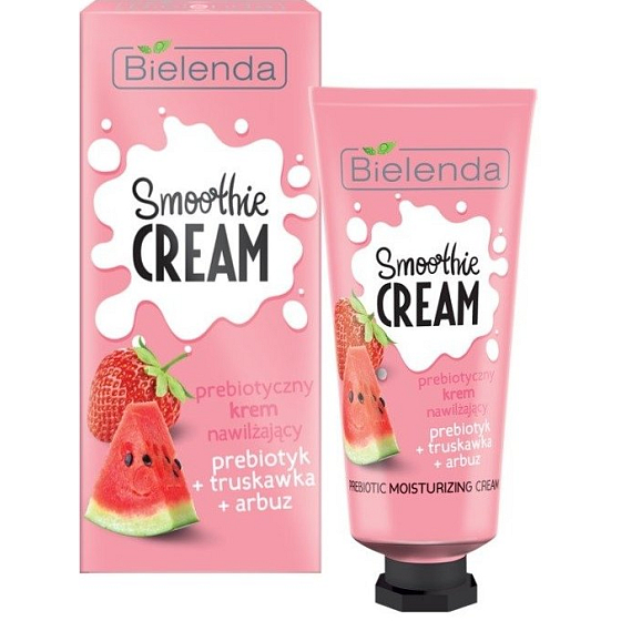 Bielenda Smoothie Cream Jahoda + Meloun + Probiotika hydratační krém na obličej a dekolt 50 ml