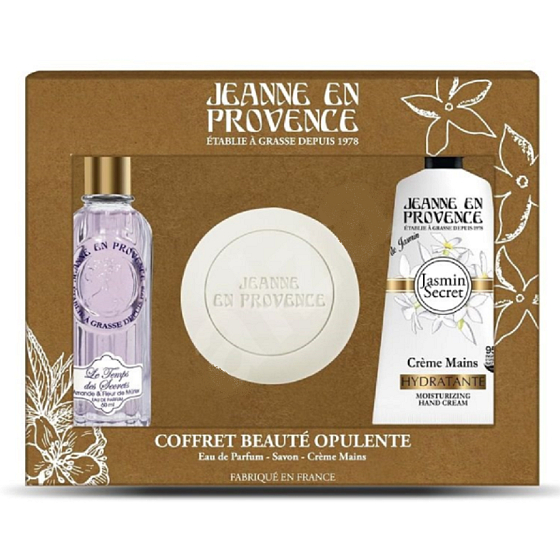 Jeanne en Provence Jasmin parfémovaná voda pro ženy 60 ml + krém na ruce 75 ml + toaletní mýdlo 100 g, dárková sada pro ženy