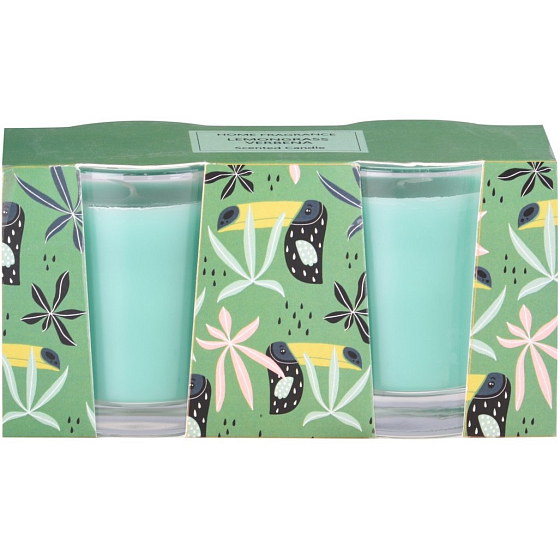 Emocio Lemongrass Verbena - Citronová tráva a verbena vonná svíčka sklo 50 x 62 mm 2 kusy v krabičce