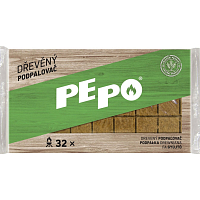 PE-PO dřevěný podpalovač, 32 podpalů, krabička