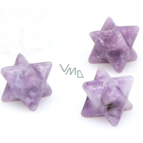 Lepidolit merkaba hmatka z přírodního kamene 13 mm,1 kus, amulet sportovců