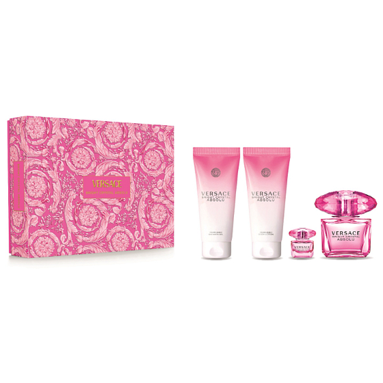 Versace Bright Crystal Absolu parfémovaná voda 90 ml + tělové mléko 100 ml + sprchový gel 100 ml + parfémovaná voda miniatura 5 ml, dárková sada pro ženy