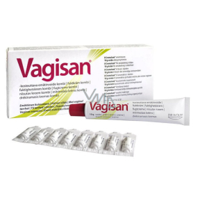 Vagisan HydroKrém Zvlhčující krém Kombi při suchosti pochvy 10 g + čípky 8 kusů