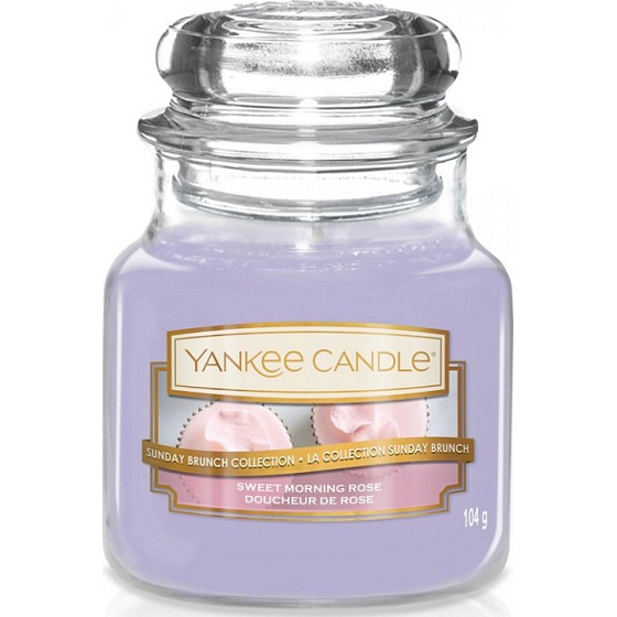 Yankee Candle Sweet Morning Rose - Sladká ranní růže vonná svíčka Classic malá sklo 104 g
