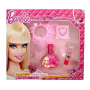 Mattel Barbie toaletní voda 30 ml + lesk na rty + gumička do vlasů + nálepky na nehty dárková sada