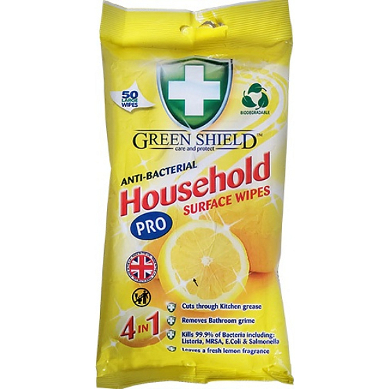 Green Shield antibakteriální úklidové ubrousky, 50 ks
