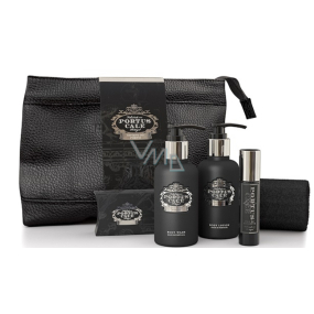 Castelbel Black Edition sprchový gel 100 ml + toaletní voda 10 ml + tělové mléko 100 ml + toaletní mýdlo 40 g + ručníček 30 x 32 cm + uzavíratelný obal, cestovní kosmetická sada pro muže