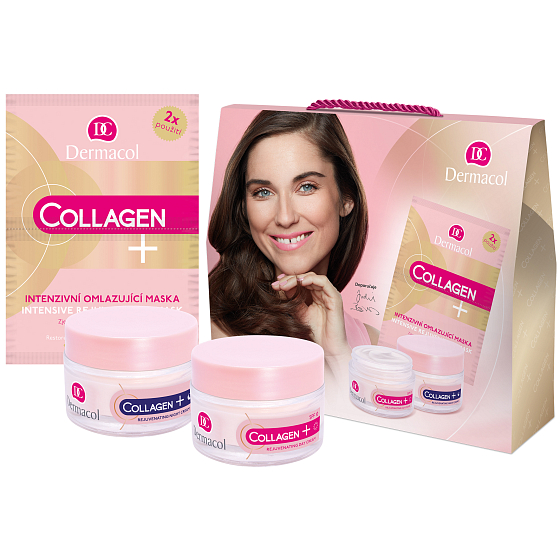 Dermacol Collagen+ Rejuvenating SPF10 intenzivní omlazující denní krém 50 ml + Collagen+ Rejuvenating noční krém 50 ml + Collagen+ Intensive Rejuvenating pleťová maska 2 x 8 g, kosmetická sada