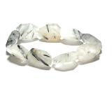 Křišťál s Turmalínem náramek elastický surový přírodní kámen 2 cm / 16 - 17 cm, kámen kamenů